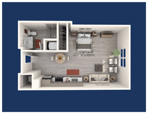 a floor plan of a 1 bedroom apartment